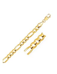 7.0mm 14K Yellow Gold Solid Figaro Chain
