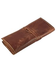Home: Rustic Genuine Leather Pencil Roll - Pen and Pencil Case by Rustic Ridge Leather - Brown - Rustic Ridge Leather