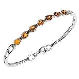 Certified Genuine Honey Amber and Sterling Silver Rain Drop Bangle