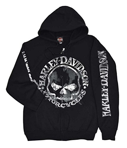 Harley-Davidson Men's Zippered Sweatshirt Jacket, Willie G Skull, Black 30296647
