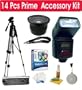 14 Piece Prime Accessory Kit with Corel MediaOne Plus Software + Electronic Zoom Flash + .42x Fisheye Wide Angle Lens + 50"Aluminum Tripod + Tripod Carrying Case + Deluxe Camera Shoulder Strap + Universal Screen Protectors + 5 Piece Maintenance Kit + 110/220 Adapter for Canon EOS Rebel XSi, XS, XTi, XT, T1i, 5D, 40D & 50D