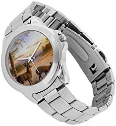 Father/Mother Gift Awesome Deer Couple Drinking Water Metal Watch