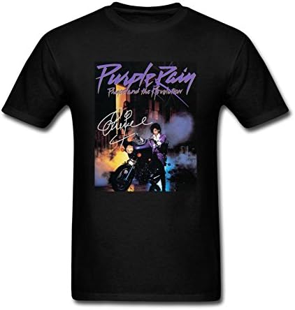 ZHSM Men's Prince Purple Rain Crewneck With Sign T-Shirt Black L