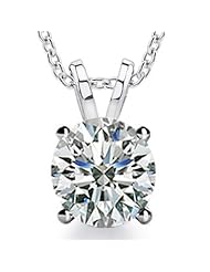 1.00 Ct Ladies Round Cut Cubic Zirconia Soitaire Pendant Necklace