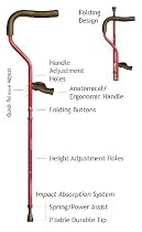 Underarm Crutches with ergonomic grips and spring loaded power assist tips. Color: Gray Size: Tall 5'7" to 6'10" 400 lb capacity per crutch.