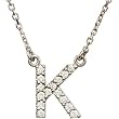 14K White Gold Diamond Initial Necklace "K"