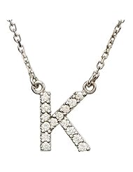 14K White Gold Diamond Initial Necklace "K" -- LIFETIME WARRANTY