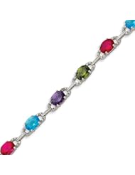 Sterling Silver 7.25 Inch Multicolored CZ Bracelet - 7.25 Inch