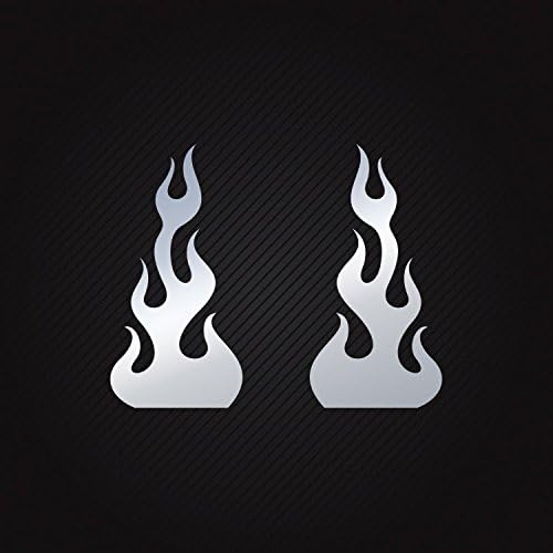 Stickers Pair Of Flames waterproof Motorbike Activity Stable Teen ro Chrome_Mirror_Metallic (5 X 2.51 In)