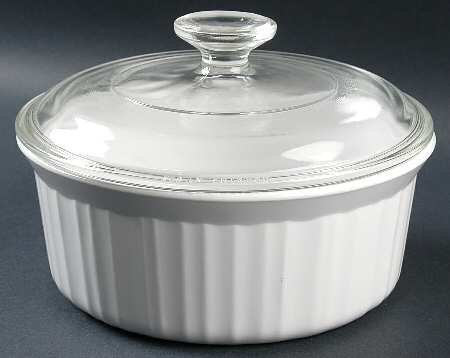 Corning French White (Bakeware) 1.5 Quart Covered Casserole, Fine China Dinnerware