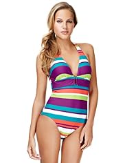 Halterneck Striped Swimsuit