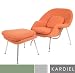 Womb Chair & Ottoman, Orange Boucle Cashmere Wool
