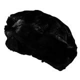 Black Faux Mink Fur Large Beret Cap Hat