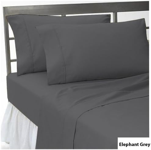 Solid Pattern 1 Piece Flat Sheet,1 Piece Fitted Sheet (Fits upto 26 to 30 inches Extra Deep Pocket) & 4 Pillow cases 1500 Thread Count 100% Egyptian Cotton ( Cal-King , Elephant Grey )