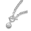 16 Inch Toggle Link Necklace with Bezel Set Coin Pearl Drop