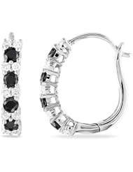 14k White Gold White and Black Accent Diamond Earrings (0.096 Cttw, G-H Color, I1-I2 Clarity)