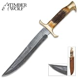 Timber Wolf Mosaic Bowie Knife Damascus