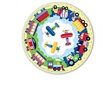 Olive Kids Trains Planes and Trucks Round Printed Rug
