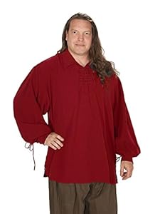 Dress Like a Pirate Historically Accurate Heavy Cotton Morgan Shirt (Small, Red)