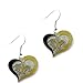 New Orleans Saints Sports Team Logo Swirl Heart Shape French Hook Style Charm Dangle Earring Set
