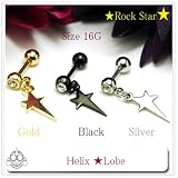 16G　ロック　スター　チャーム　ストレート(ボディピアス)【BodyWell】 シルバー ボディピアス