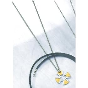 Stainless Steel Gold Plated Cross Mens Necklace 18