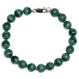 14k Yellow Gold 8mm Malachite Beaded Bracelet, 7.25