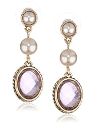 Napier "Purple Sunset" Gold-Tone Purple Oval Drop Earrings
