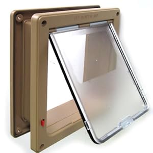 【クリックで詳細表示】ラージキャットドア (ブラウン) 大きい猫用 壁面・ドアへの取付けに最適