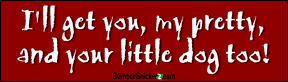 I'll get you my pretty, and your little dog too - funny bumper stickers (Large)