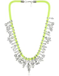 nOir "Jaipur" Silver Crystal Holiday Collar Statement Necklace