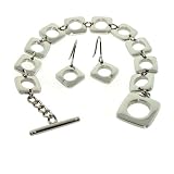 Bracelet Earring Set Stainless Steel 316 Unique Link Design Polished Finish by Bucasi