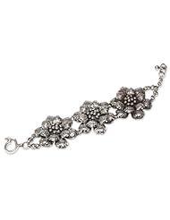 Silver flower bracelet, Dewdrop Violets