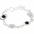 Sterling Silver Onyx and Agate Bracelet