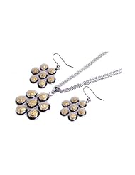 Nickel Free Sterling Silver Pendant & Earring Sets 4 Toned Flower Like Set