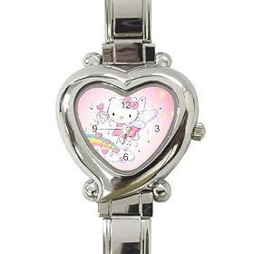 Heart Italian Charm Watch of Art Deco Hello Kitty Angel