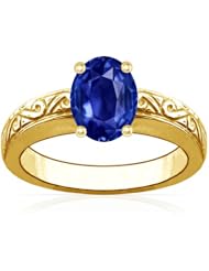 18K Yellow Gold Oval Cut Blue Sapphire Solitaire Ring