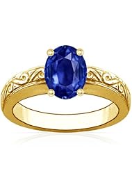 14K Yellow Gold Oval Cut Blue Sapphire Solitaire Ring
