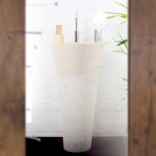 Standwaschbecken aus Marmor Waschbecken Marmorwaschbecken Marmorfuß cream neu
