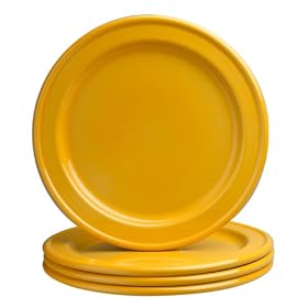 Emile Henry Provencal Citron Yellow Dinner Plates, Set of 4