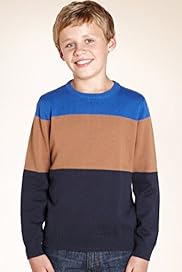 Pure Cotton Crew Neck Striped Knitted Jumper