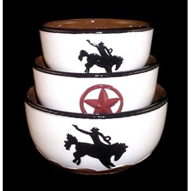 3PC MIXING BOWL,SALAD BOWLCOWBOY WESTERN DECOR by ACK