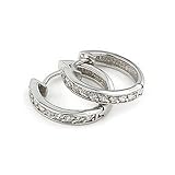 Small Cubic Zirconia Cz Sterling Silver Hoop Earrings