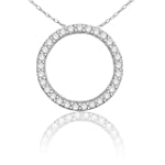14k White Gold Diamond Circle Pendant (1/4 cttw, G-H Color, I1 Clarity), 18" $360.00