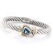 Sterling Silver/18K Gold Twisted w/Blue Topaz Bracelet 7"