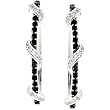 Sterling Silver Black Spinel and Diamond Hoop Earrings