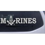 10in X 2.8in Silver -- Marines with Masonic Square and Compass Military Car Window... by Rad Dezigns