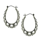 Scalloped Filigree Oval Hoop Earrings