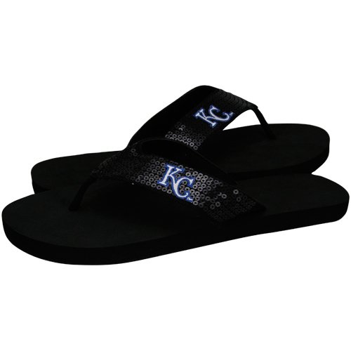 Kansas City Royals Ladies Black Sequin Strap Flip Flops (9/10)