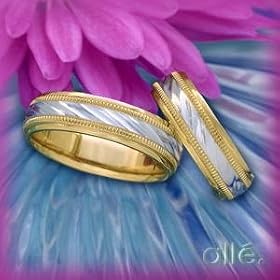 14K WoMens 2 Tone Diamond Cut Wedding Band by 